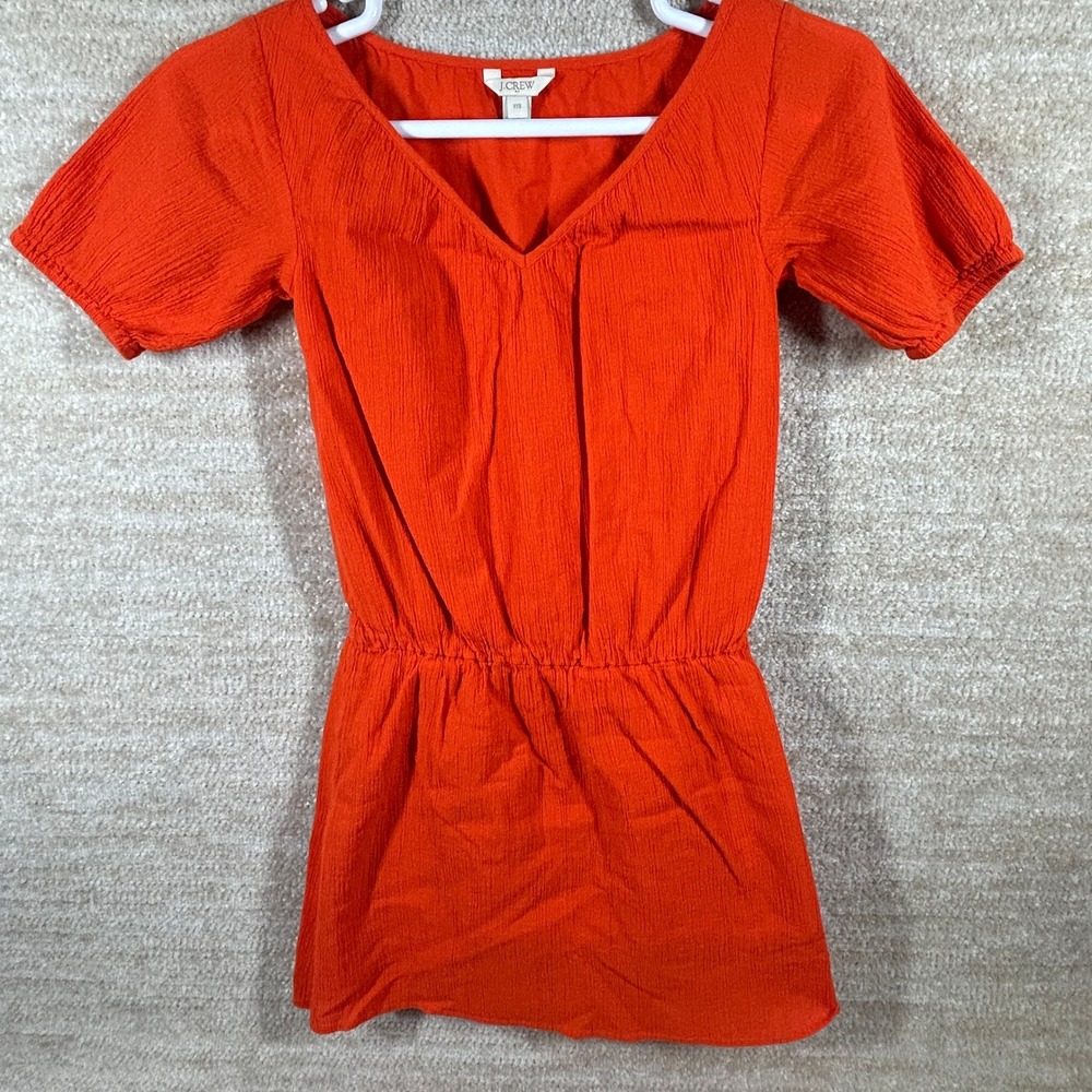 J.Crew Womens Boho G3319 Crinkle Gauze V-Neck Tunic Top Orange XXS - Picture 5 of 11